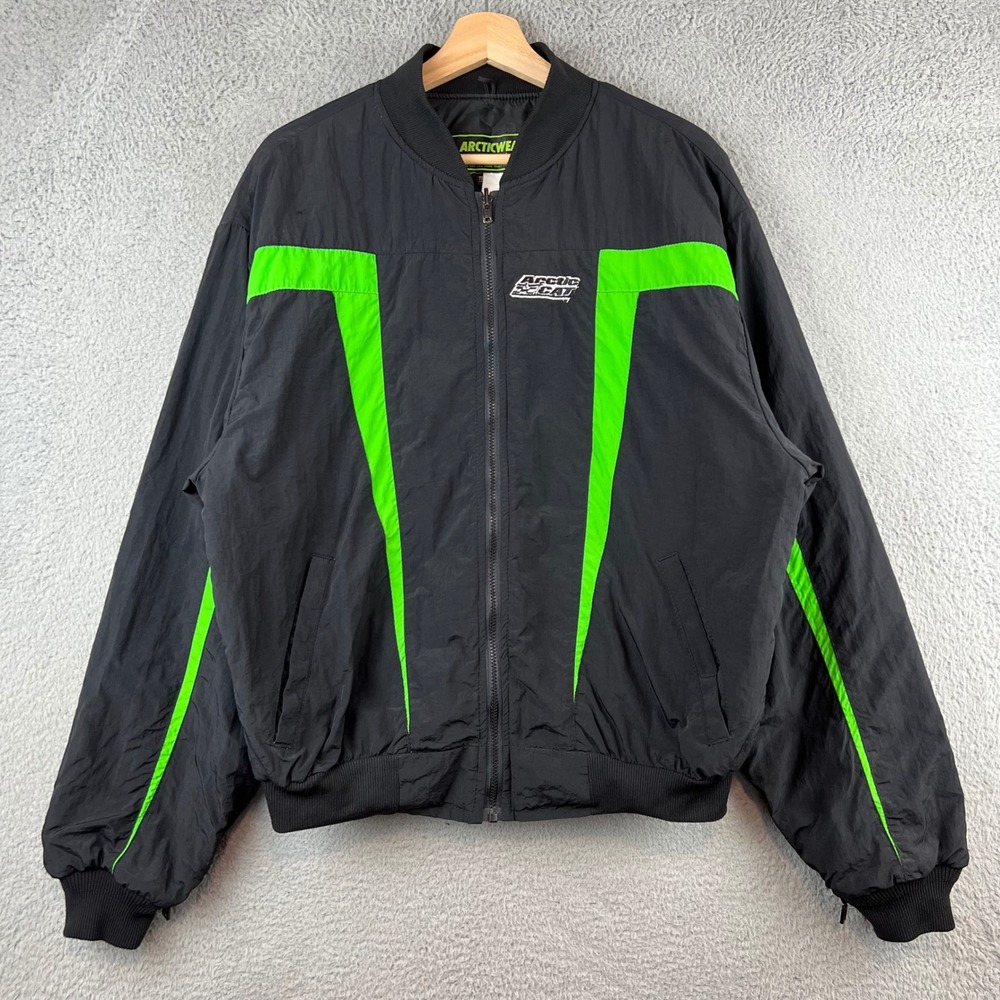 Arctic Cat Arcticwear Men's Black Neon Green Bomber‎ Jacket L